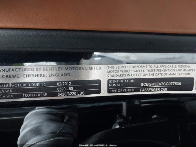 2012 BENTLEY CONTINENTAL GTC SCBGR3ZA7CC077536 Photo 8