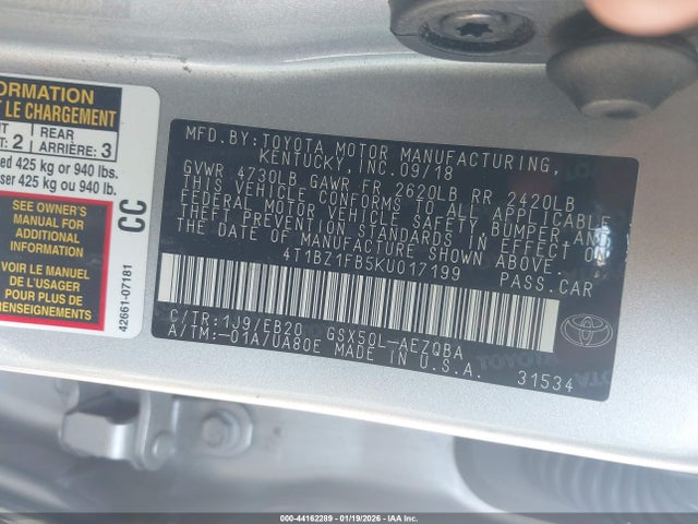 4T1BZ1FB5KU017199 Toyota AVALON XSE