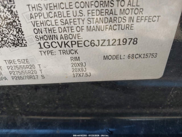 44162293 :رقم المزاد ، 1GCVKPEC6JZ121978 vin ، 2018 Chevrolet Silverado 1500 Custom مزاد بيع