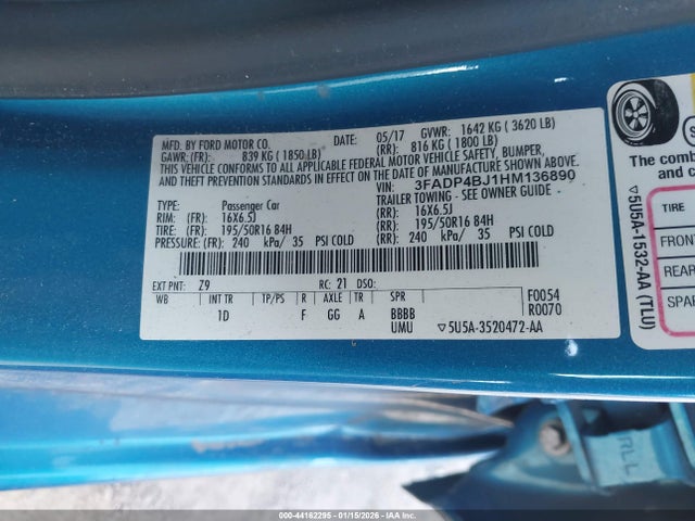 Ford FIESTA SE 2017 3FADP4BJ1HM136890 Image 9