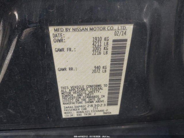 1N4AL3AP4EC283023 Nissan Altima 2.5 Sl