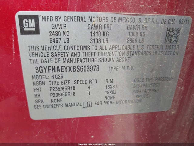 2011 CADILLAC SRX 3GYFNAEYXBS603978 Photo 8