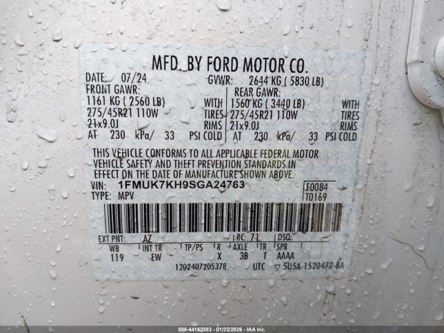 1FMUK7KH9SGA24763 Ford Explorer St-line