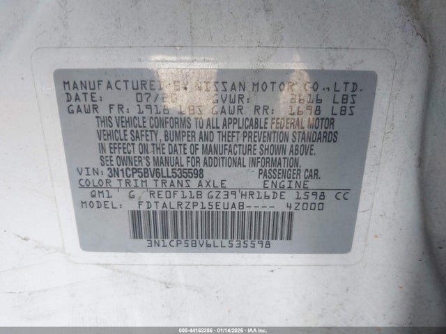 3N1CP5BV6LL535598 Nissan Kicks S Xtronic Cvt
