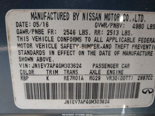 2016 INFINITI Q50 JN1EV7AP4GM303624 Photo 8