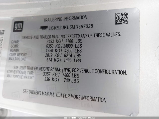 1GKS2JKL5MR367028 GMC Yukon Xl 4wd Denali