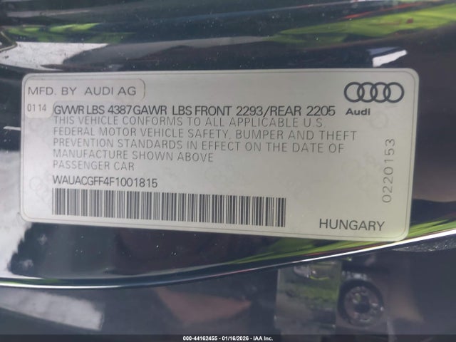 44162455 :رقم المزاد ، WAUACGFF4F1001815 vin ، 2015 Audi A3 1.8t Premium مزاد بيع