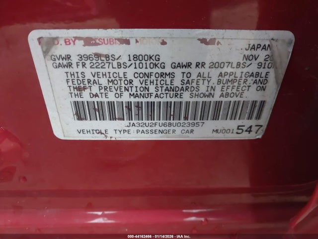 2011 MITSUBISHI LANCER JA32U2FU6BU023957 Photo 8