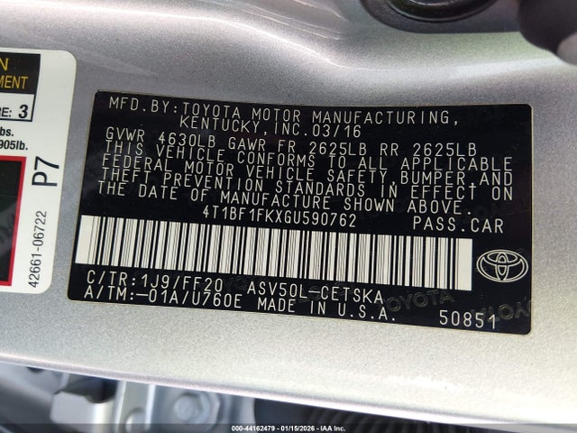 Toyota CAMRY SE 2016 4T1BF1FKXGU590762 Image 9
