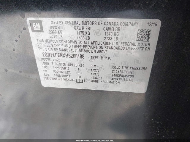 2GNFLFEKXH6268188 Chevrolet EQUINOX LT