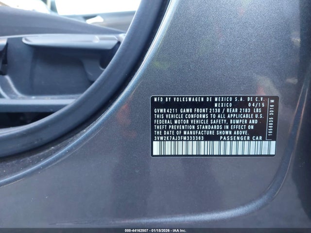 Aukcja sprzedaży 2015 Volkswagen Jetta 2.0l S, vin: 3VW2K7AJ3FM333363, numer aukcji: 44162507