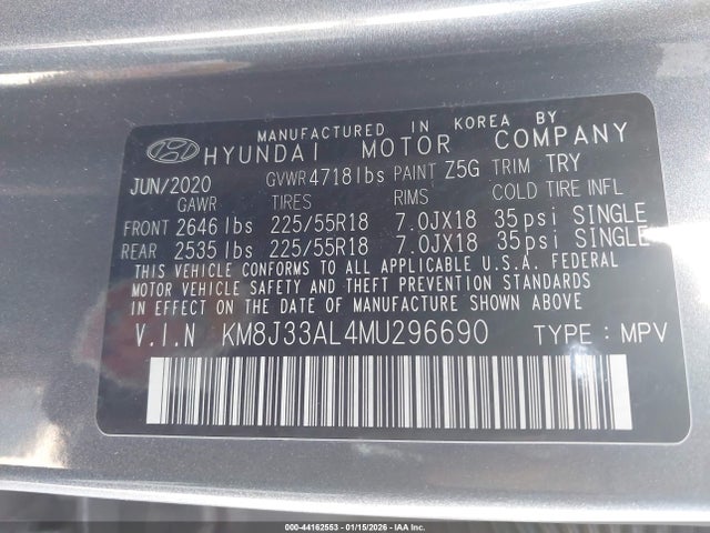 KM8J33AL4MU296690 Hyundai Tucson Ultimate