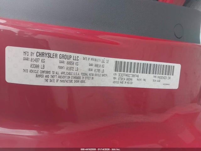 2012 FIAT 500 3C3CFFAR3CT380748 Photo 8