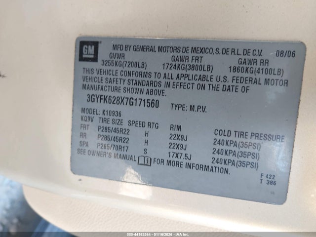 2007 CADILLAC ESCALADE EXT 3GYFK628X7G171560 Photo 8