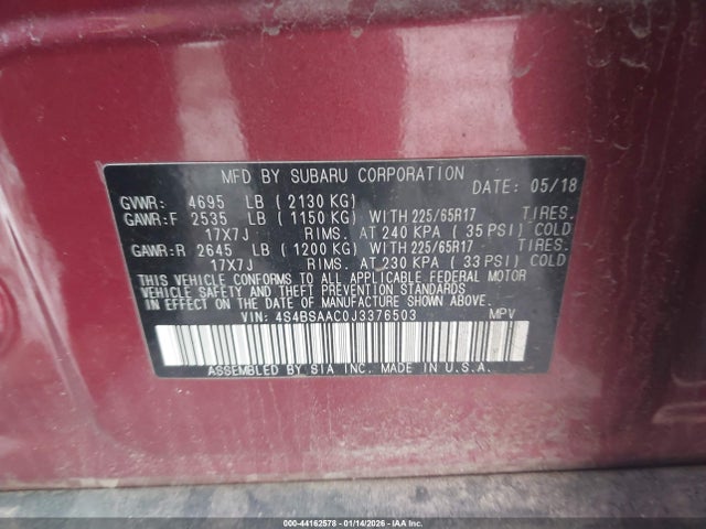 2018 SUBARU OUTBACK 4S4BSAAC0J3376503 Photo 8