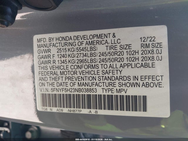 5FNYF5H23NB038853 Honda Pilot 2wd Special Edition