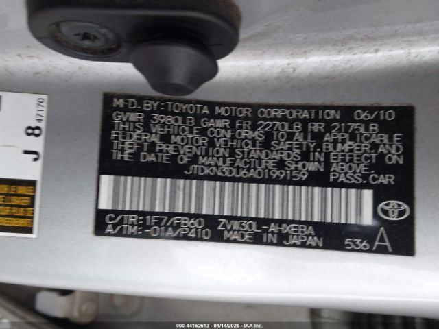 2010 TOYOTA PRIUS JTDKN3DU6A0199159 Photo 8