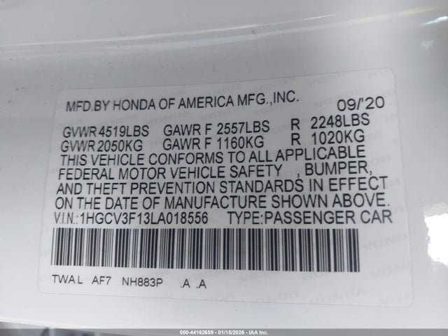 2020 HONDA ACCORD HYBRID 1HGCV3F13LA018556 Photo 8