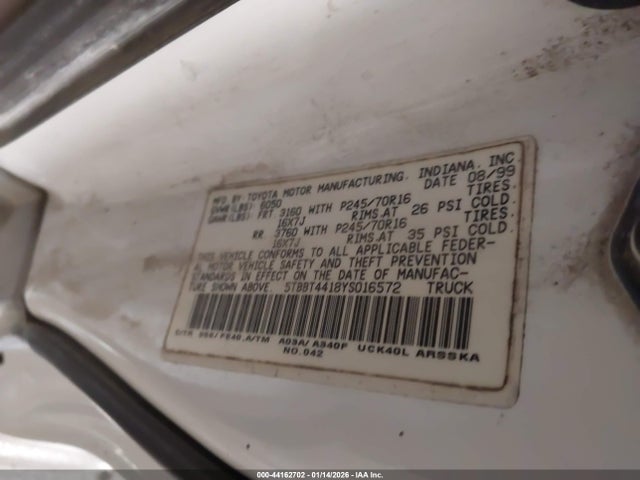 2000 TOYOTA TUNDRA 5TBBT4418YS016572 Photo 8