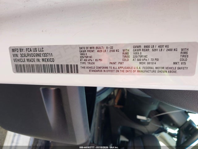 2022 RAM PROMASTER 2500 3C6LRVDG9NE133711 Photo 8