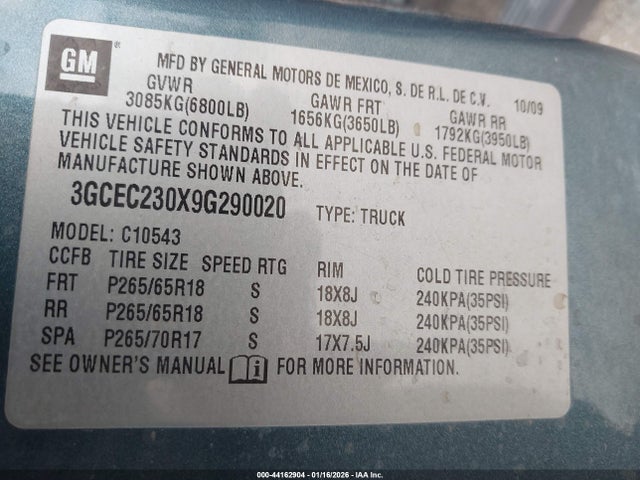 2009 CHEVROLET SILVERADO 1500 3GCEC230X9G290020 Photo 8