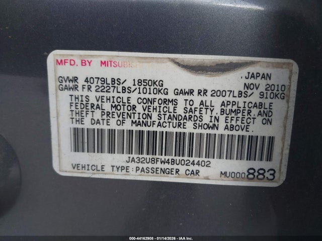 2011 MITSUBISHI LANCER JA32U8FW4BU024402 Photo 8