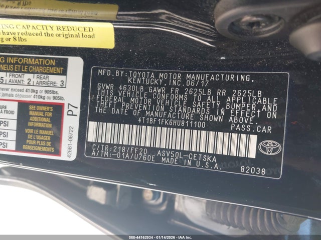 Toyota CAMRY SE 2017 4T1BF1FK6HU811100 Image 9