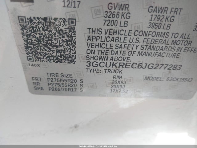 3GCUKREC6JG277283 Chevrolet Silverado 1500 2lt