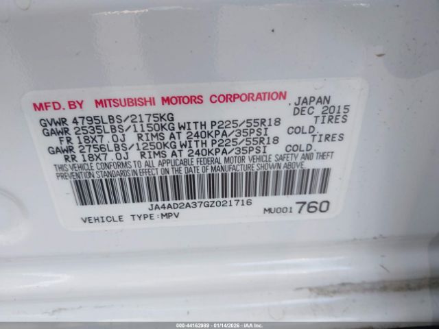 2016 MITSUBISHI OUTLANDER JA4AD2A37GZ021716 Photo 8