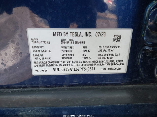 2023 TESLA MODEL S 5YJSA1E69PF519391 Photo 8