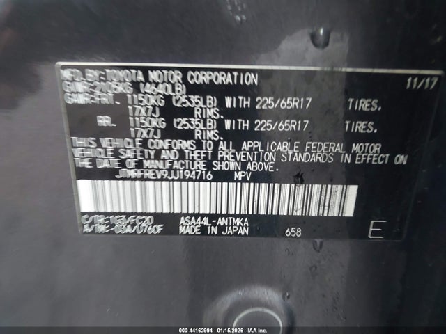 JTMRFREV9JJ194716 Toyota Rav4 Xle