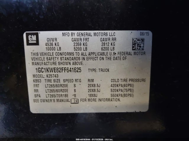 1GC1KWE82FF641625 Chevrolet Silverado 2500hd Ltz