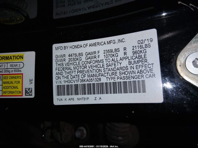 1HGCV1F36KA051328 Honda Accord Sport