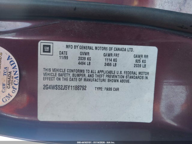 2000 BUICK CENTURY 2G4WS52J5Y1188792 Photo 8