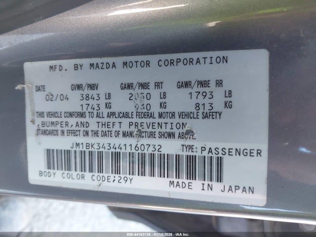2004 MAZDA MAZDA3 JM1BK343441160732 Photo 8