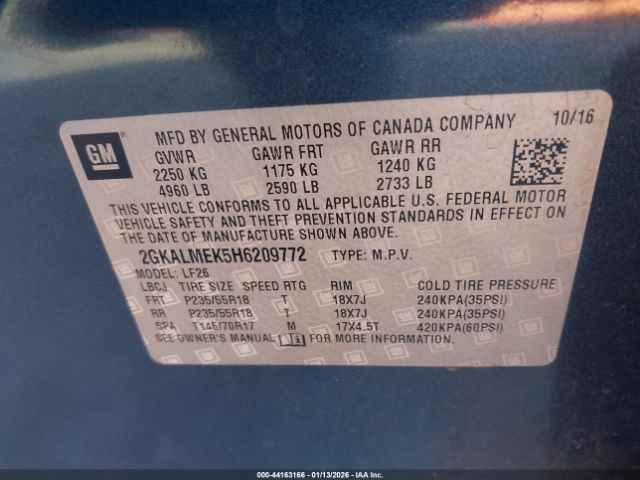 2017 GMC TERRAIN 2GKALMEK5H6209772 Photo 8