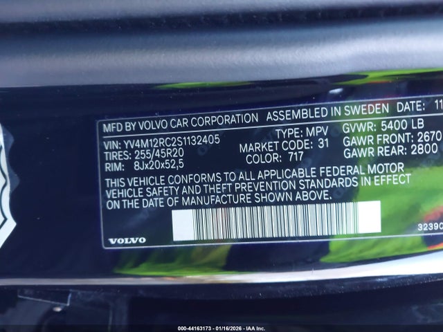 YV4M12RC2S1132405 Volvo Xc60 B5 Plus
