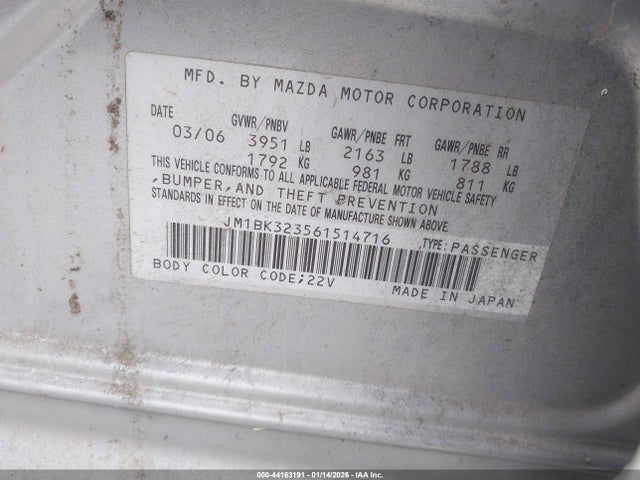 2006 MAZDA MAZDA3 JM1BK323561514716 Photo 8