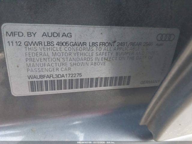 2013 AUDI A4 WAUBFAFL3DA172275 Photo 8