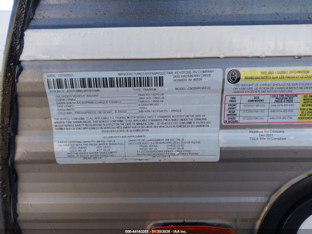 44163201 :رقم المزاد ، 4YDTCMM24NY935986 vin ، 2022 Coleman Lantern مزاد بيع