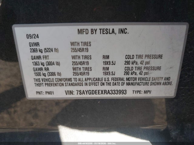 Продаж на аукціоні авто 2024 Tesla Model Y Long Range Dual Motor All-wheel Drive, vin: 7SAYGDEEXRA333993, номер лоту: 44163205