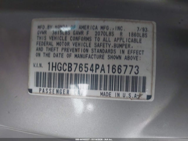 1993 HONDA ACCORD 1HGCB7654PA166773 Photo 8