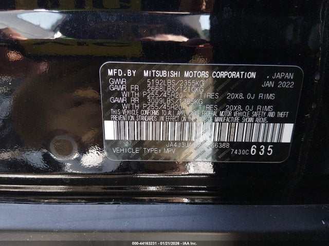 2022 MITSUBISHI OUTLANDER JA4J3UA80NZ066388 Photo 8