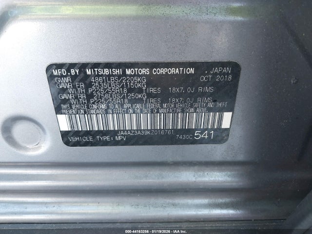 2019 MITSUBISHI OUTLANDER JA4AZ3A39KZ016761 Photo 8