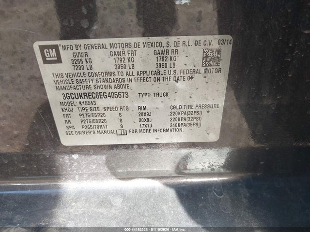 3GCUKREC6EG405673 Chevrolet Silverado 1500 2lt