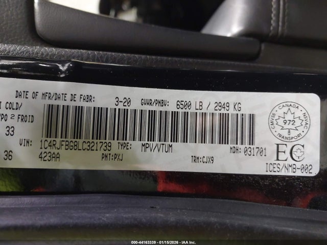 1C4RJFBG8LC321739 Jeep Grand Cherokee Limited