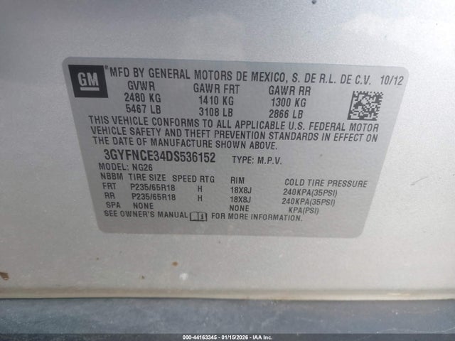 2013 CADILLAC SRX 3GYFNCE34DS536152 Photo 8