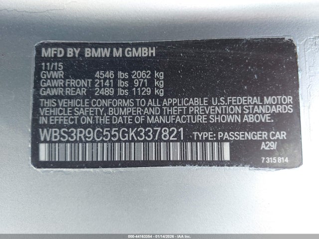 WBS3R9C55GK337821 BMW M4