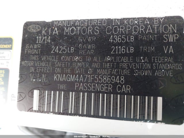KIA Optima Lx 2015 KNAGM4A71F5586948 Image 9
