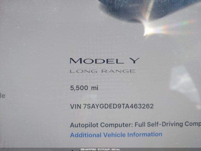 7SAYGDED9TA463262 Tesla Model Y